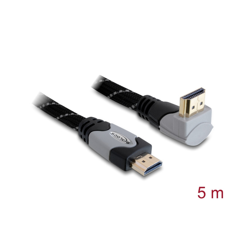 Delock Kabel High Speed HDMI mit Ethernet – HDMI A Stecker - HDMI A Stecker gewinkelt 4K 5 m