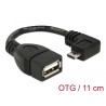 Delock USB 2.0 OTG Kabel Typ Micro-B Stecker gewinkelt zu Typ-A Buchse 11 cm