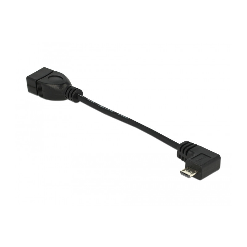 Delock USB 2.0 OTG Kabel Typ Micro-B Stecker gewinkelt zu Typ-A Buchse 11 cm