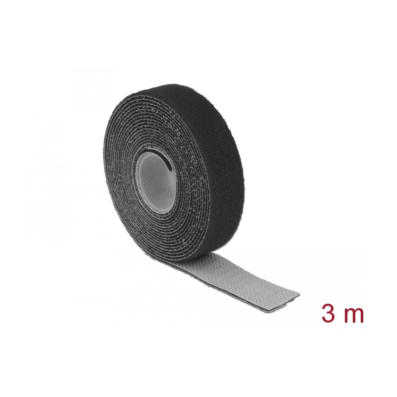 Delock Klettband auf Rolle L 3 m x B 20 mm schwarz