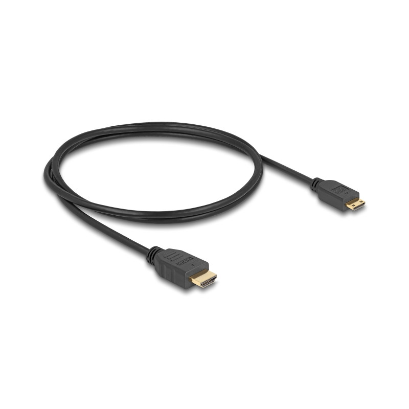 Delock Kabel High Speed HDMI mit Ethernet - HDMI-A Stecker - HDMI Mini-C Stecker 4K 1 m Slim