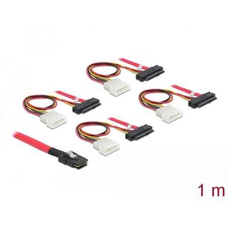Delock Kabel mini SAS SFF-8087 - 4 x SAS SFF-8482 + Power 1 m