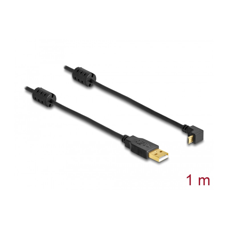 Delock Kabel USB-A Stecker - USB micro-B Stecker gewinkelt 90° oben / unten