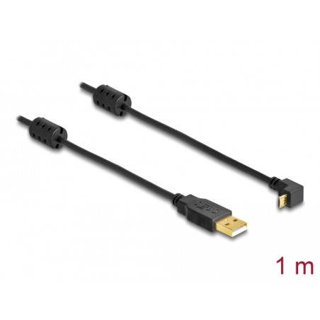 Delock Kabel USB-A Stecker - USB micro-B Stecker gewinkelt 90° oben / unten