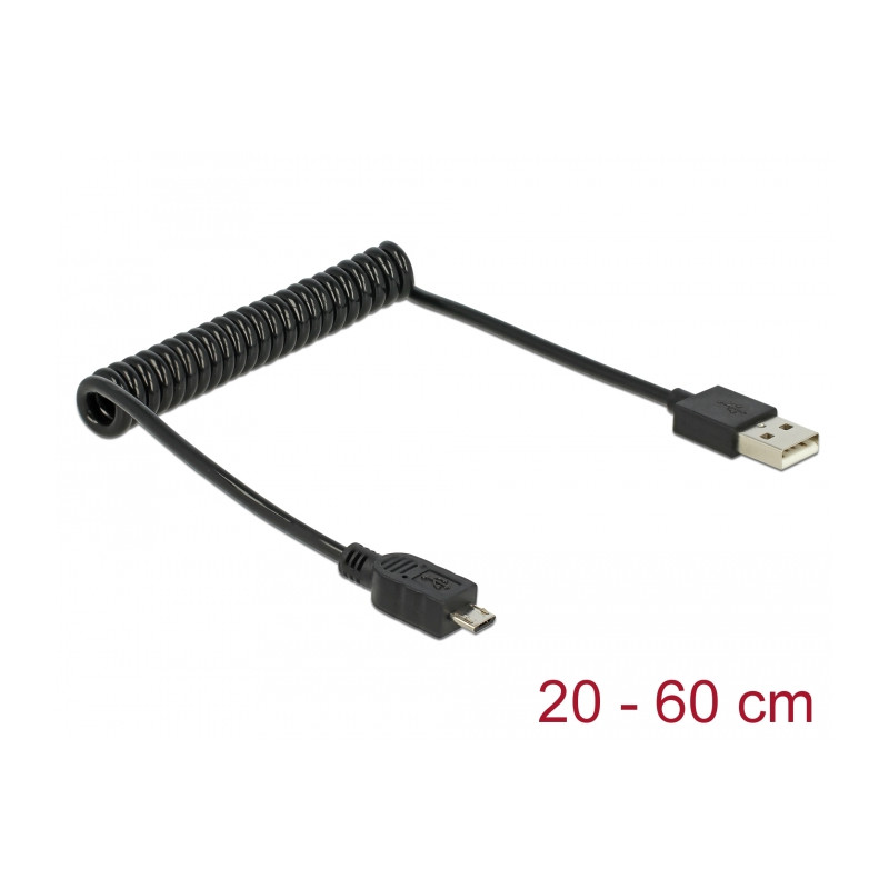 Delock Kabel USB 2.0-A Stecker - USB micro-B Stecker Spiralkabel