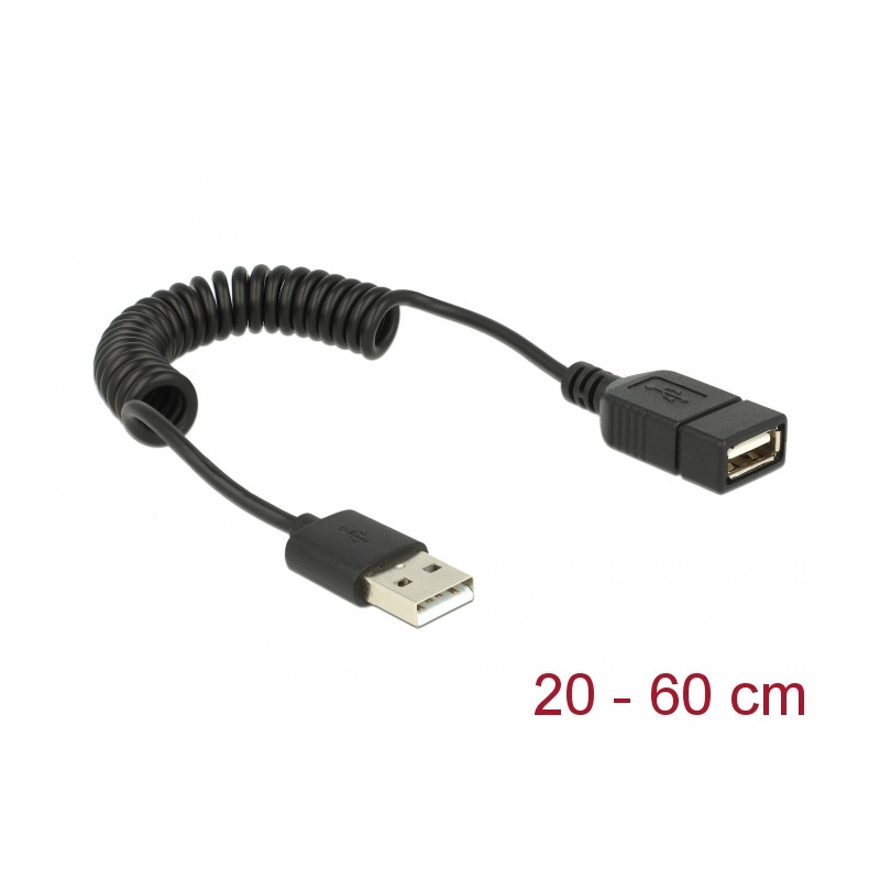 Delock Verlängerungskabel USB 2.0-A Stecker / Buchse Spiralkabel