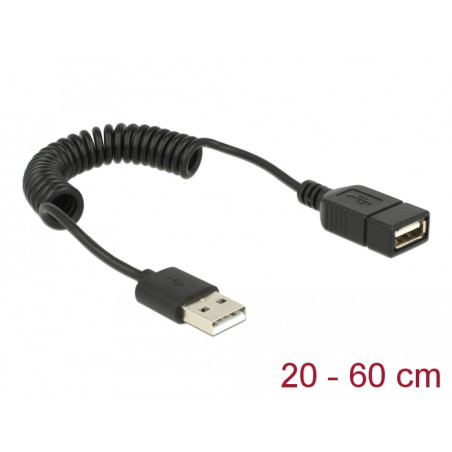 Delock Verlängerungskabel USB 2.0-A Stecker / Buchse Spiralkabel
