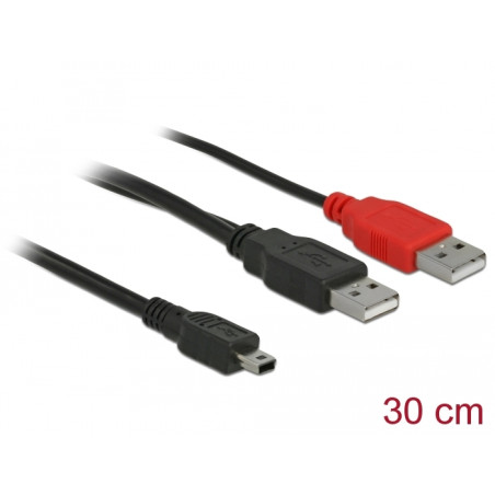 Delock Kabel 2 x USB 2.0-A Stecker - USB mini 5-pol