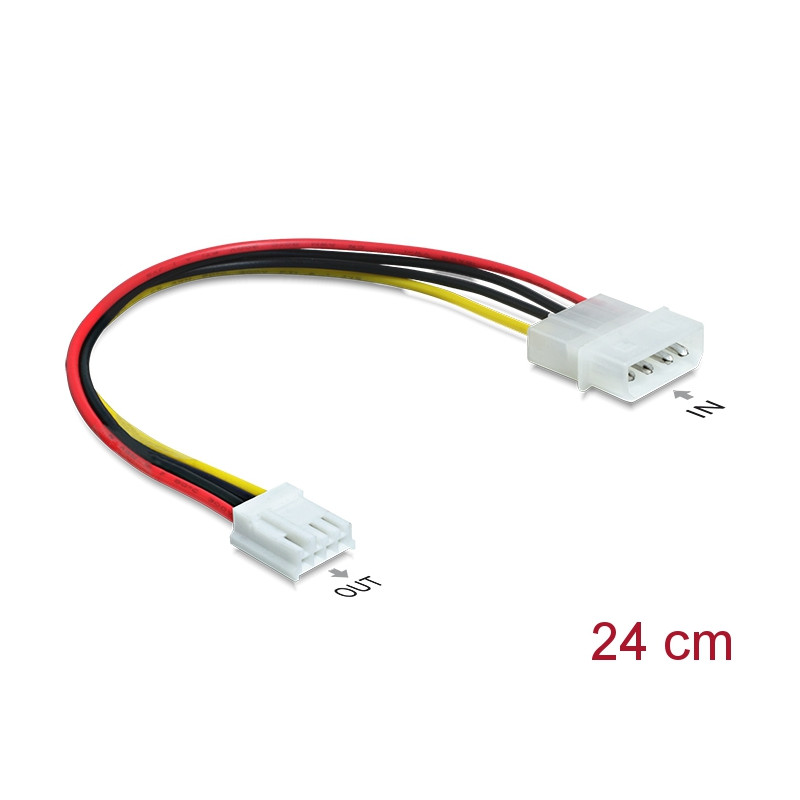 Delock Stromkabel 4 Pin Stecker - 4 Pin Floppy Buchse 24 cm