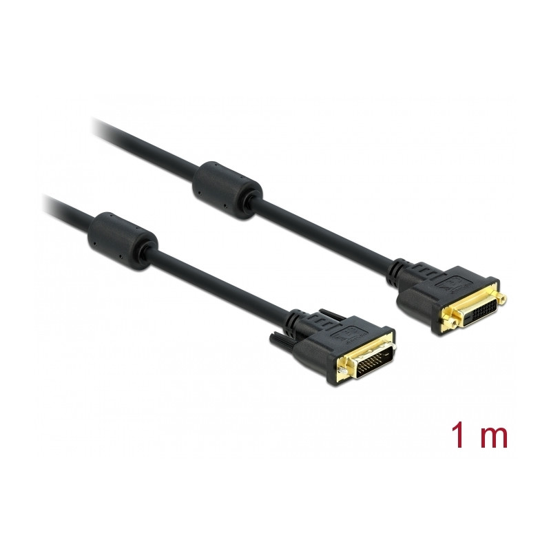 Delock Verlängerungskabel DVI 24+1 Stecker zu DVI 24+1 Buchse 1 m schwarz