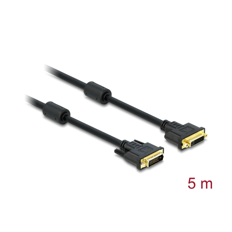 Delock Verlängerungskabel DVI 24+1 Stecker - DVI 24+1 Buchse 5 m schwarz