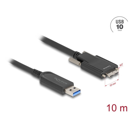 Delock Aktives Optisches Kabel USB 10 Gbps Typ-A Stecker zu Typ Micro-B Stecker mit Schrauben 10 m