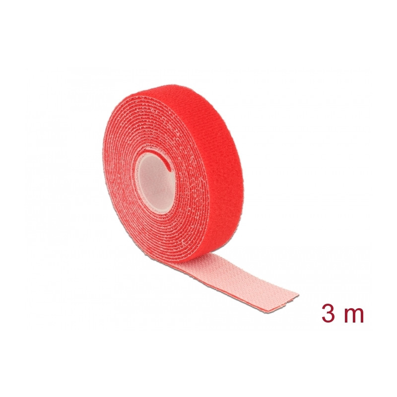 Delock Klettband auf Rolle L 3 m x B 20 mm rot