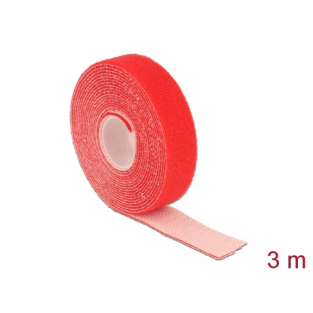 Delock Klettband auf Rolle L 3 m x B 20 mm rot