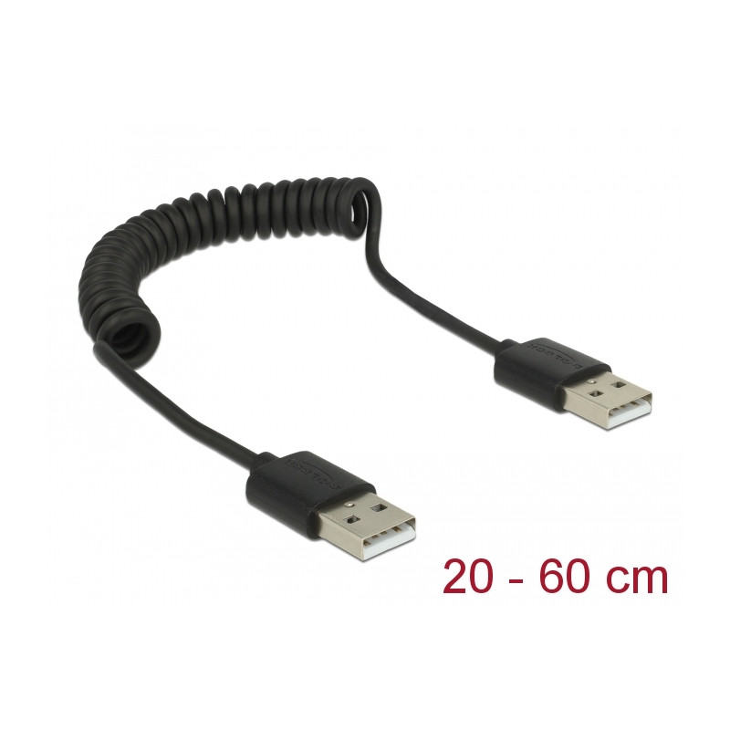 Delock Kabel USB 2.0-A Stecker / Stecker Spiralkabel