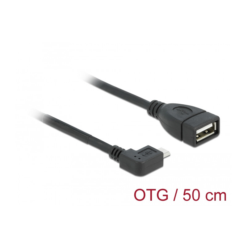 Delock Kabel USB micro-B Stecker - USB 2.0-A Buchse OTG 50 cm gewinkelt
