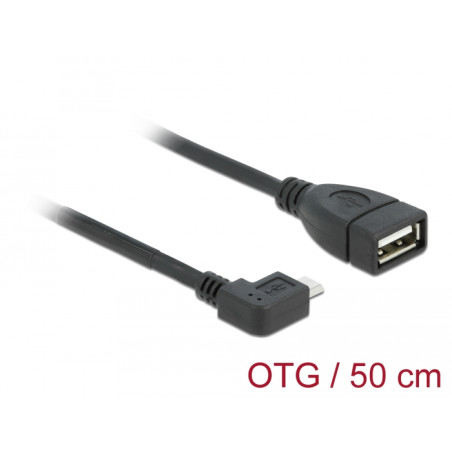Delock Kabel USB micro-B Stecker - USB 2.0-A Buchse OTG 50 cm gewinkelt