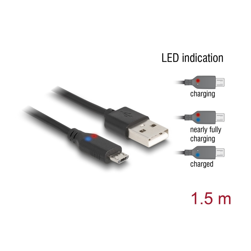 Delock USB zu Micro USB Daten- und Ladekabel mit LED Anzeige