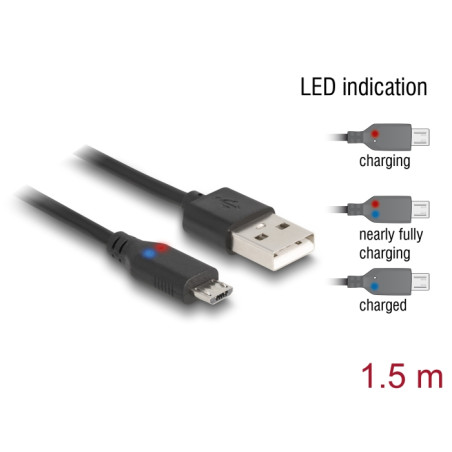 Delock USB zu Micro USB Daten- und Ladekabel mit LED Anzeige