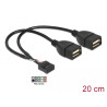 Delock USB Kabel Pin Header Buchse - 2 x USB 2.0 Typ-A Buchse 20 cm