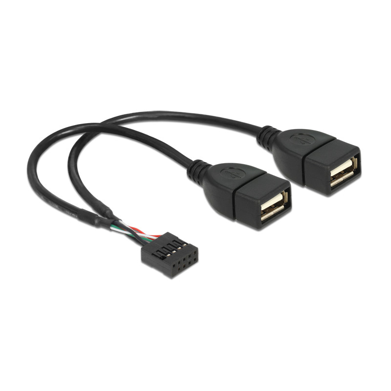 Delock USB Kabel Pin Header Buchse - 2 x USB 2.0 Typ-A Buchse 20 cm