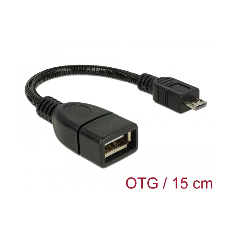 Delock Kabel USB micro-B Stecker - USB 2.0-A Buchse OTG flexibel 15 cm