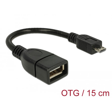 Delock Kabel USB micro-B Stecker - USB 2.0-A Buchse OTG flexibel 15 cm