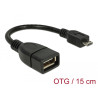 Delock Kabel USB micro-B Stecker - USB 2.0-A Buchse OTG flexibel 15 cm