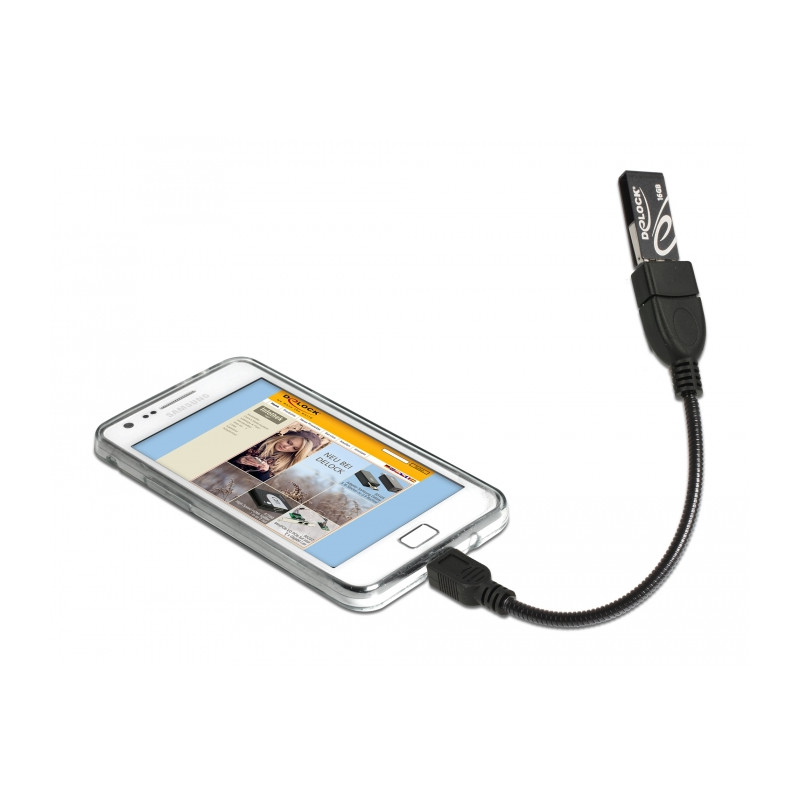 Delock Kabel USB micro-B Stecker - USB 2.0-A Buchse OTG flexibel 15 cm