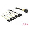 Delock Kabel Mini SAS SFF-8643 - 4 x SATA 7 Pin + Sideband 0,5 m Metall