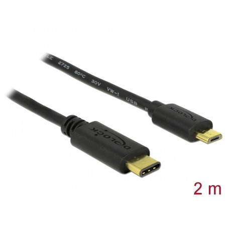 Delock Kabel USB Type-C™ 2.0 Stecker - USB 2.0 Typ Micro-B Stecker 2,0 m schwarz