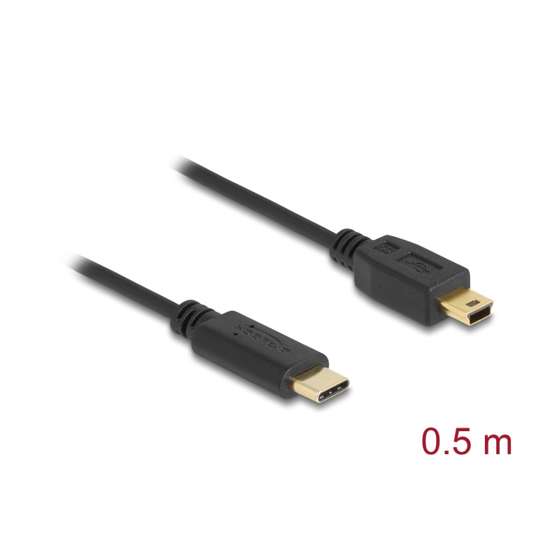 Delock Kabel USB Type-C™ 2.0 Stecker - USB 2.0 Typ Mini-B Stecker 0,5 m schwarz
