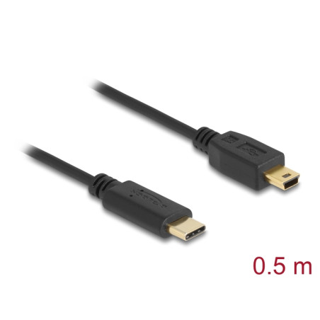 Delock Kabel USB Type-C™ 2.0 Stecker - USB 2.0 Typ Mini-B Stecker 0,5 m schwarz
