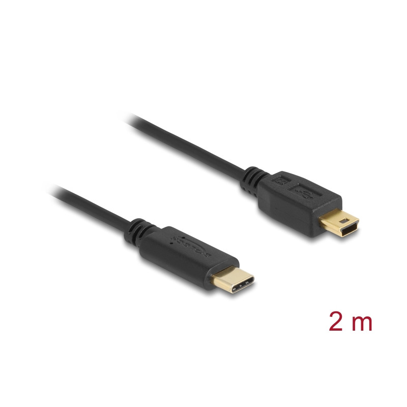 Delock Kabel USB Type-C™ 2.0 Stecker - USB 2.0 Typ Mini-B Stecker 2,0 m schwarz