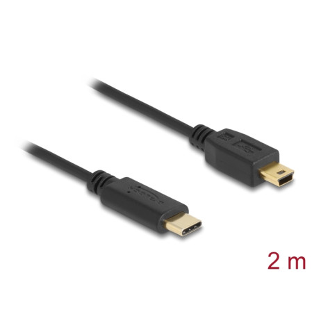 Delock Kabel USB Type-C™ 2.0 Stecker - USB 2.0 Typ Mini-B Stecker 2,0 m schwarz