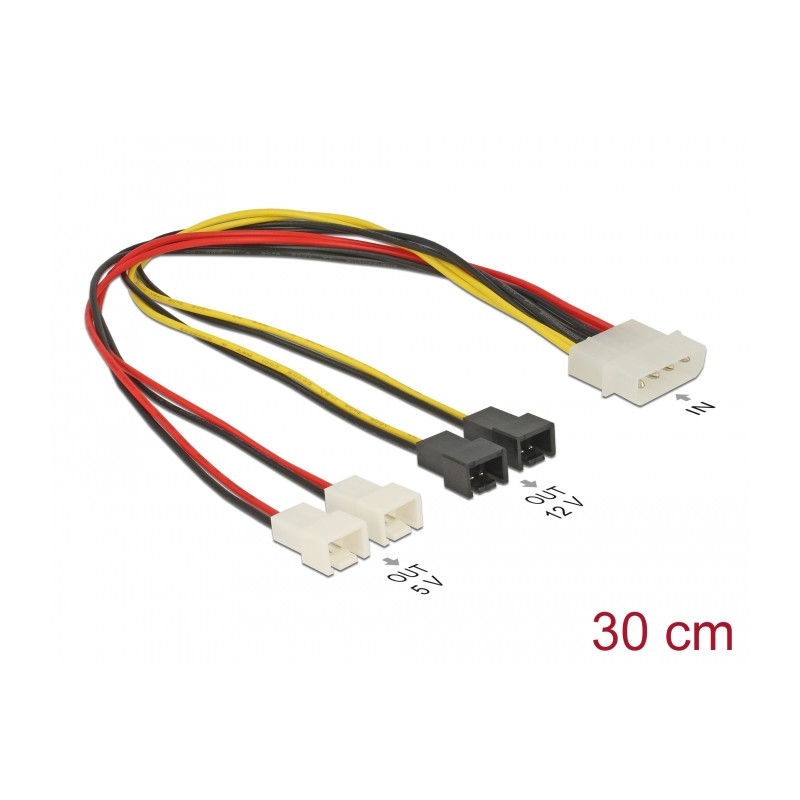 Delock Kabel Stromversorgung Molex 4 Pin Stecker - 4 x 2 Pin Lüfter