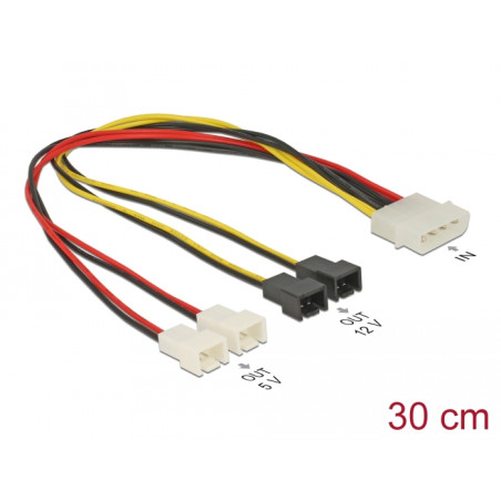 Delock Kabel Stromversorgung Molex 4 Pin Stecker - 4 x 2 Pin Lüfter