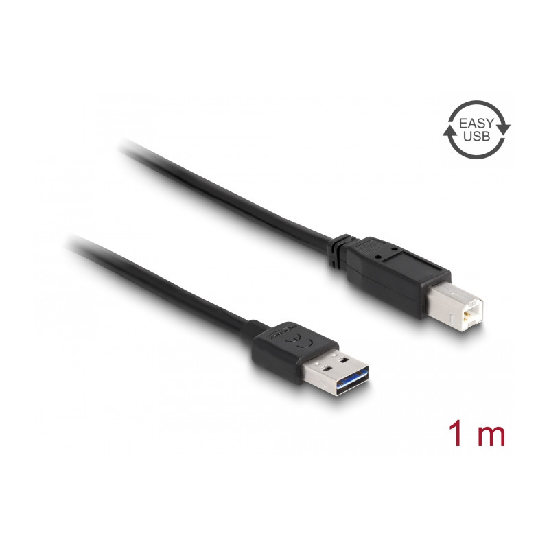 Delock Kabel EASY-USB 2.0 Typ-A Stecker - USB 2.0 Typ-B Stecker 1 m schwarz