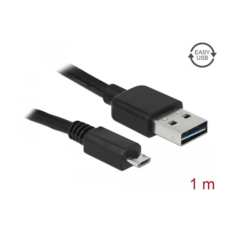 Delock Kabel EASY-USB 2.0 Typ-A Stecker - USB 2.0 Typ Micro-B Stecker 1 m schwarz
