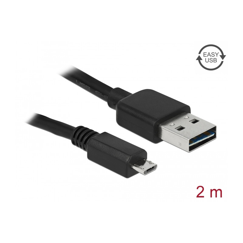Delock Kabel EASY-USB 2.0 Typ-A Stecker - USB 2.0 Typ Micro-B Stecker 2 m schwarz