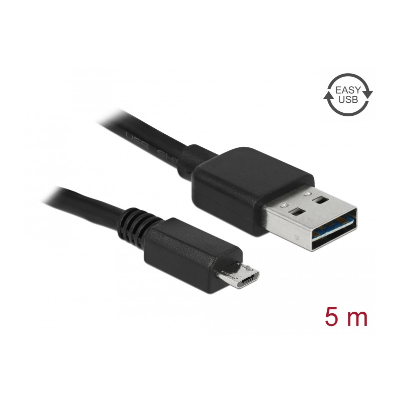 Delock Kabel EASY-USB 2.0 Typ-A Stecker - USB 2.0 Typ Micro-B Stecker 5 m schwarz