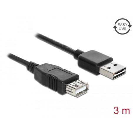 Delock Verlängerungskabel EASY-USB 2.0 Typ-A Stecker - USB 2.0 Typ-A Buchse schwarz 3 m