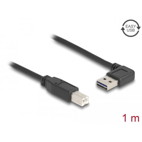 Delock Kabel EASY-USB 2.0 Typ-A Stecker gewinkelt links / rechts - USB 2.0 Typ-B Stecker 1 m