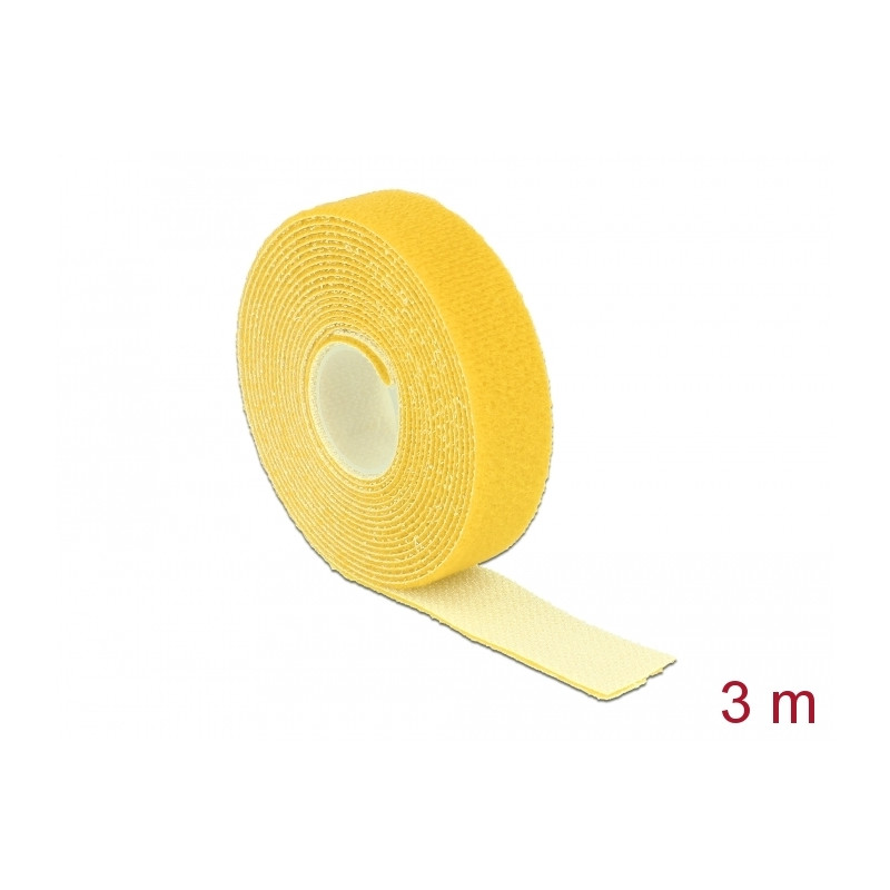 Delock Klettband auf Rolle L 3 m x B 20 mm gelb