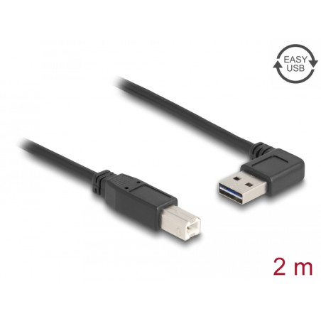 Delock Kabel EASY-USB 2.0 Typ-A Stecker gewinkelt links / rechts - USB 2.0 Typ-B Stecker 2 m