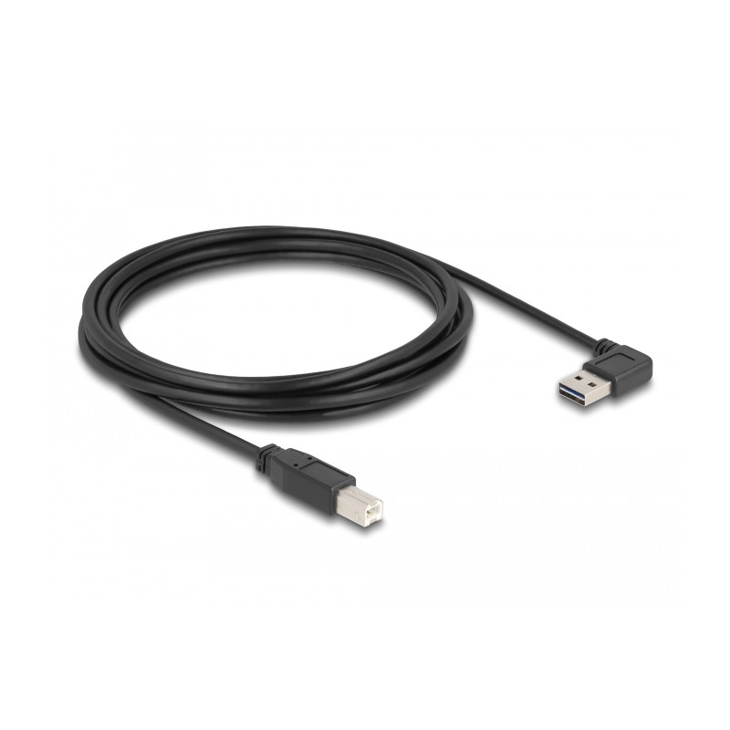 Delock Kabel EASY-USB 2.0 Typ-A Stecker gewinkelt links / rechts - USB 2.0 Typ-B Stecker 3 m