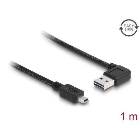 Delock Kabel EASY-USB 2.0 Typ-A Stecker gewinkelt links / rechts - USB 2.0 Typ Mini-B Stecker 1 m