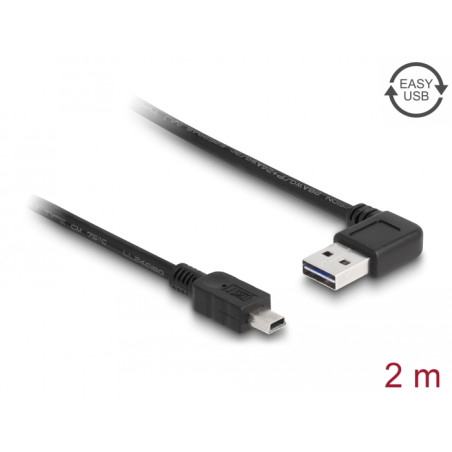 Delock Kabel EASY-USB 2.0 Typ-A Stecker gewinkelt links / rechts - USB 2.0 Typ Mini-B Stecker 2 m