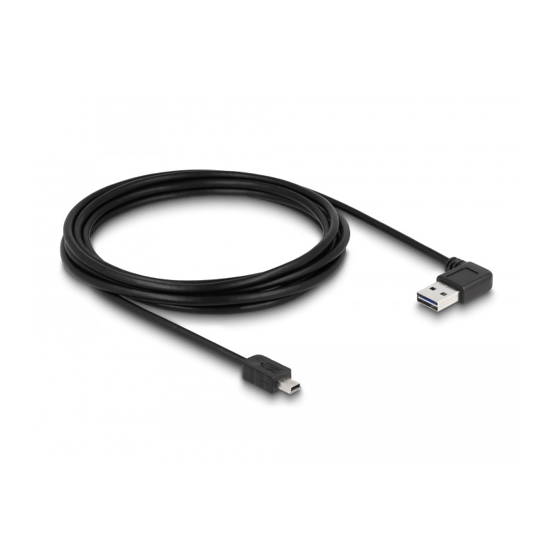 Delock Kabel EASY-USB 2.0 Typ-A Stecker gewinkelt links / rechts - USB 2.0 Typ Mini-B Stecker 3 m