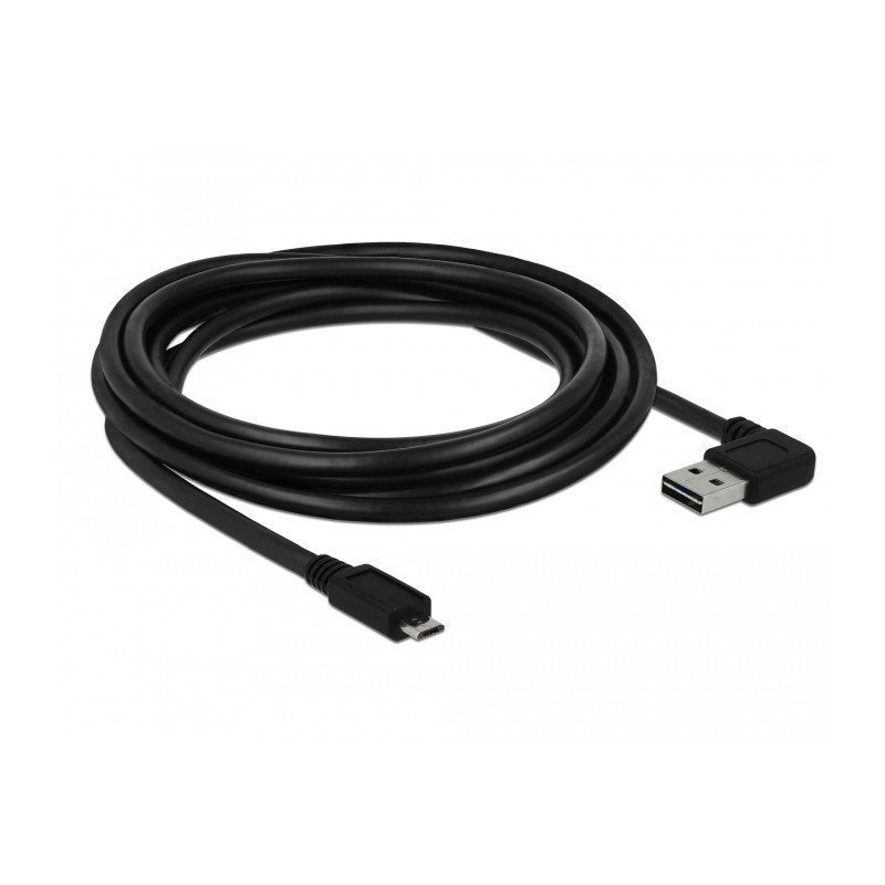 Delock Kabel EASY-USB 2.0 Typ-A Stecker gewinkelt links / rechts - USB 2.0 Typ Micro-B Stecker 3 m